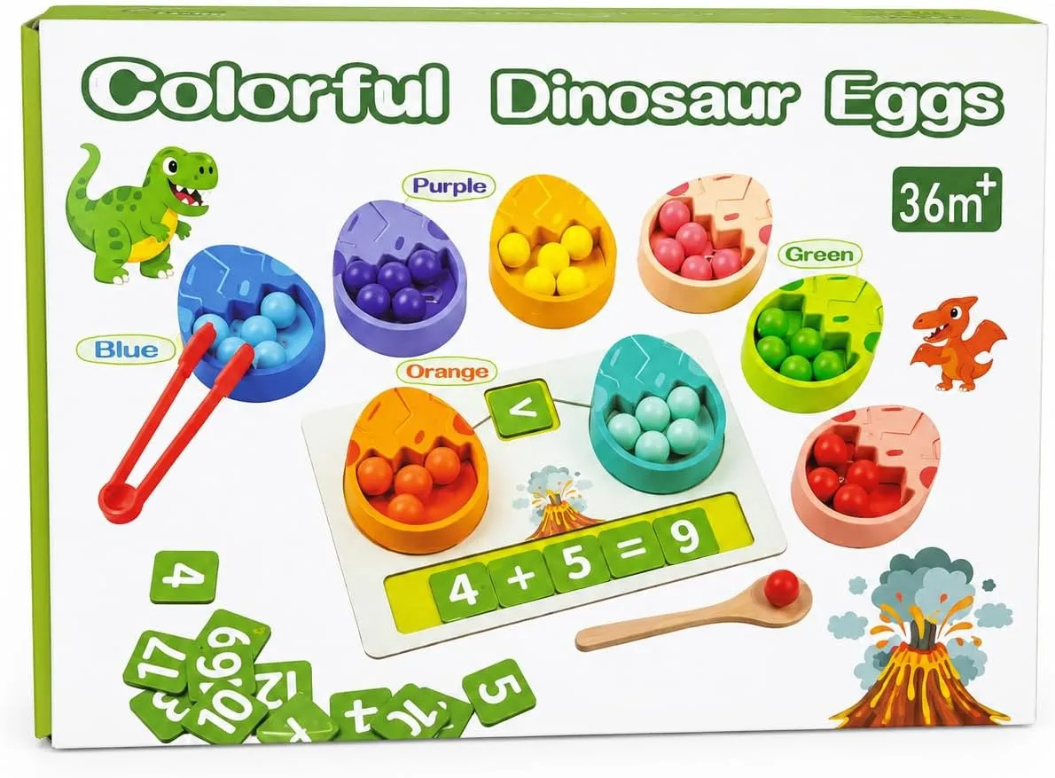 8-piece colorful dinosaur egg learning and counting set