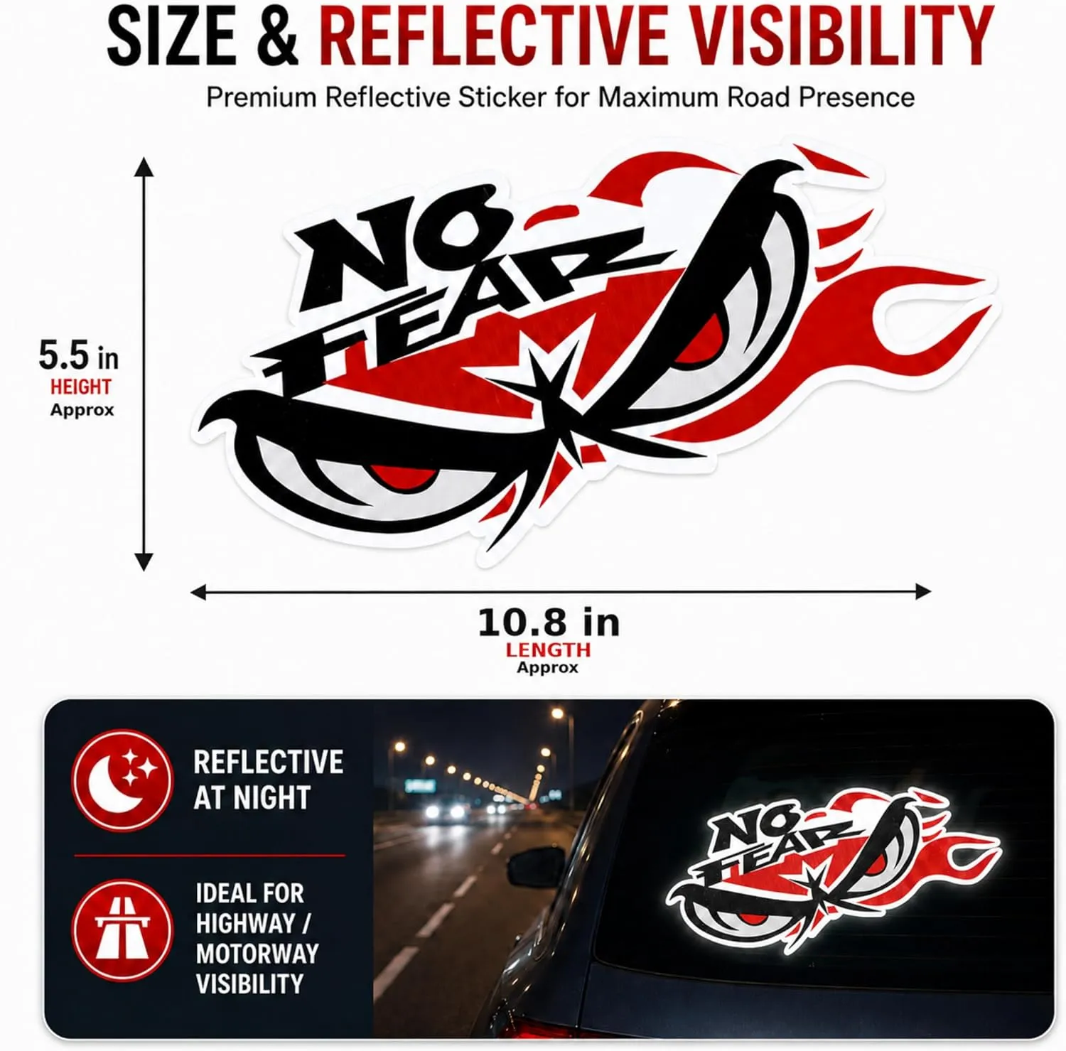 Pack of 2 NO Fear Scare Eyes Reflector