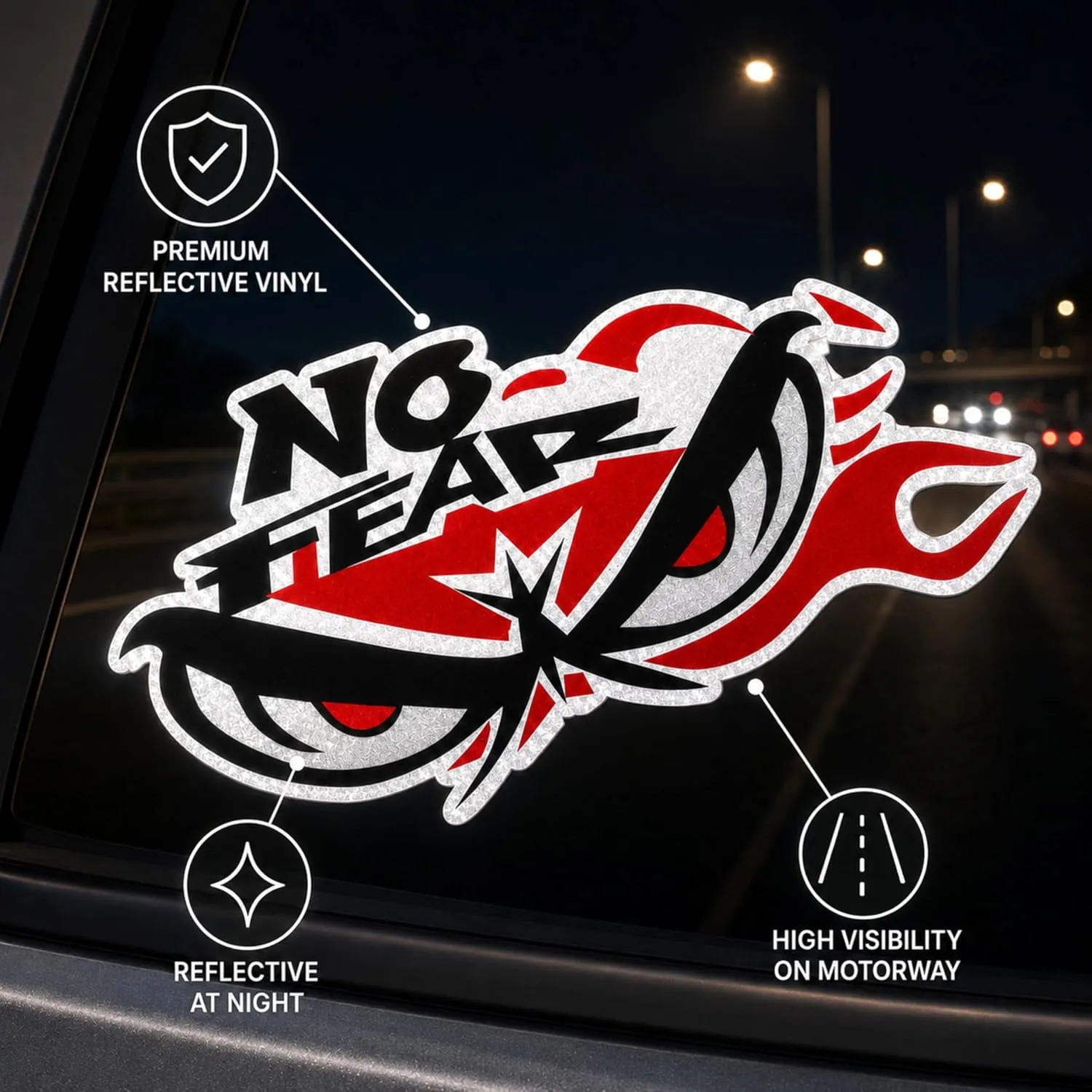Pack of 2 NO Fear Scare Eyes Reflector